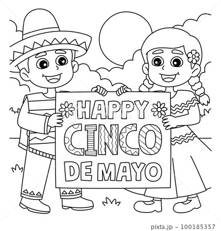 Happy cinco de mayo coloring page for kids