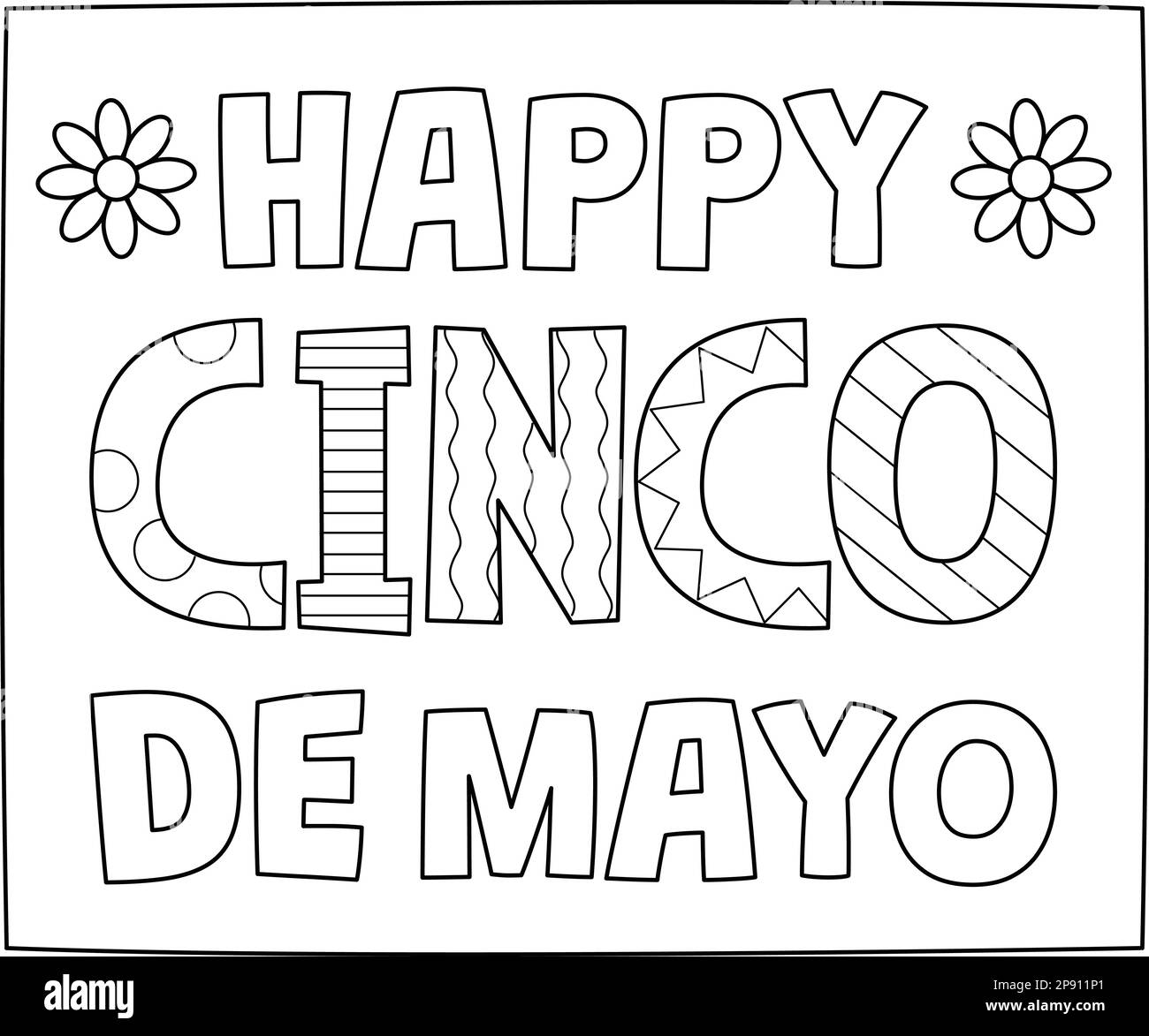 Happy cinco de mayo isolated coloring page stock vector image art