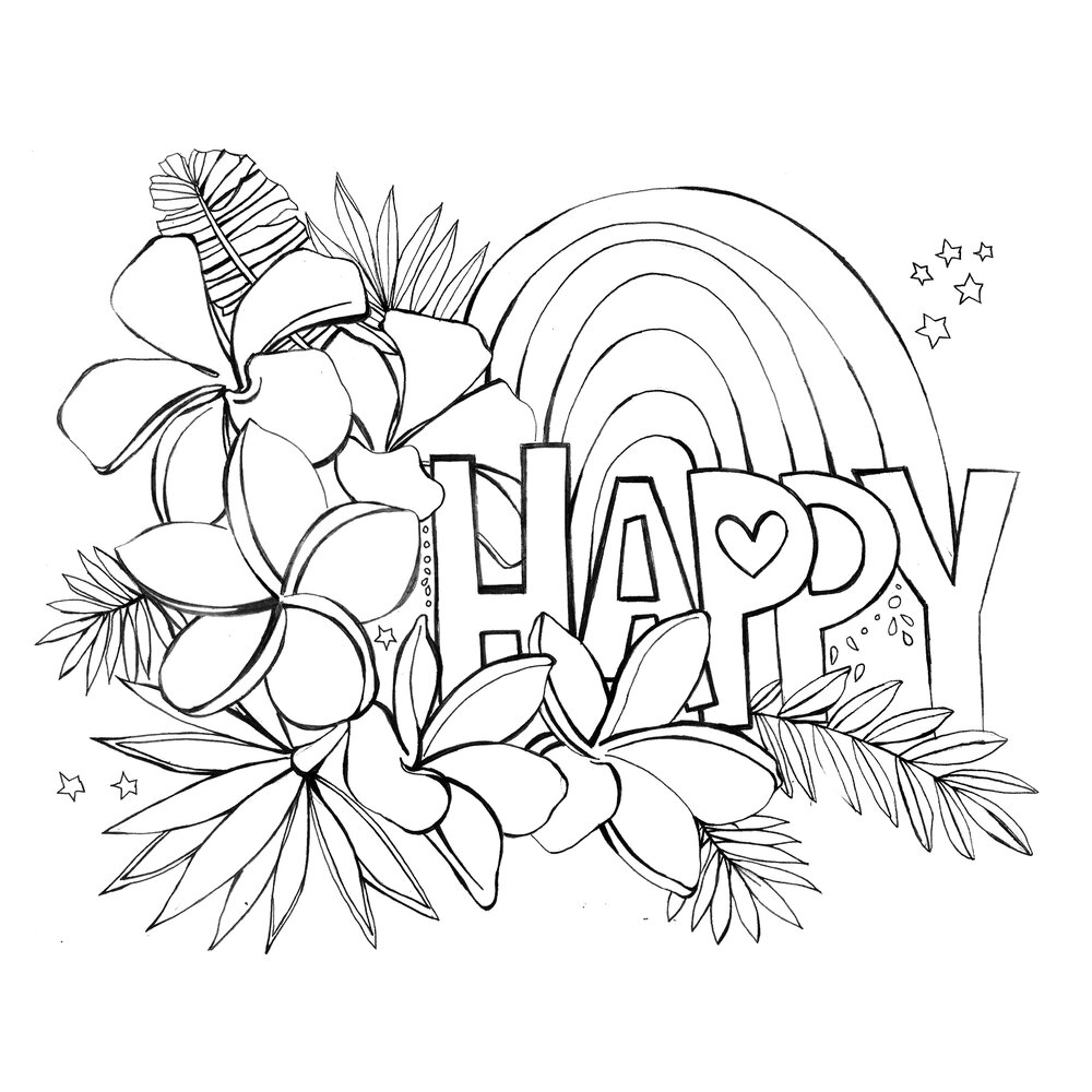 Happy free coloring page