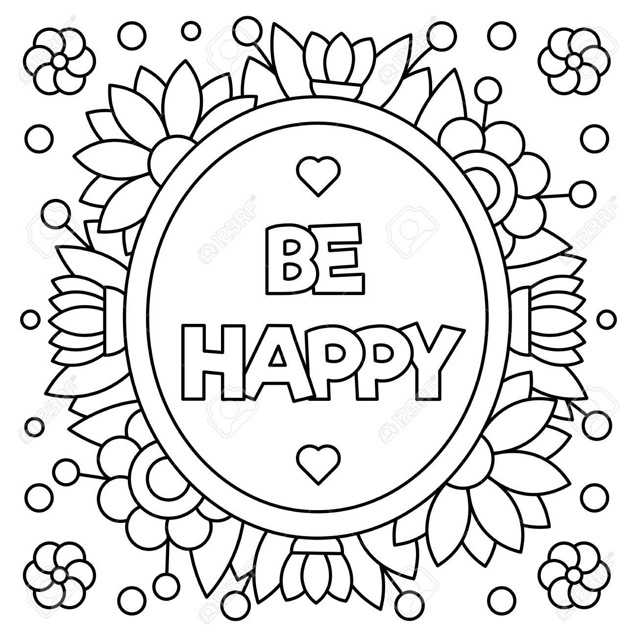 Be happy coloring page vector illustration royalty free svg cliparts vectors and stock illustration image