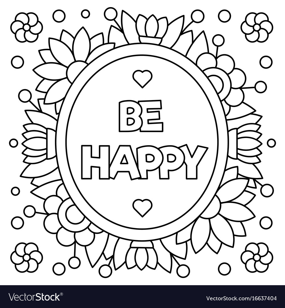 Be happy coloring page royalty free vector image