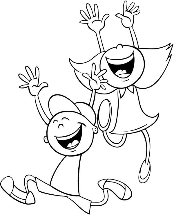 Happy children coloring page