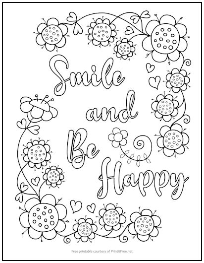 Smile and be happy coloring page print it free
