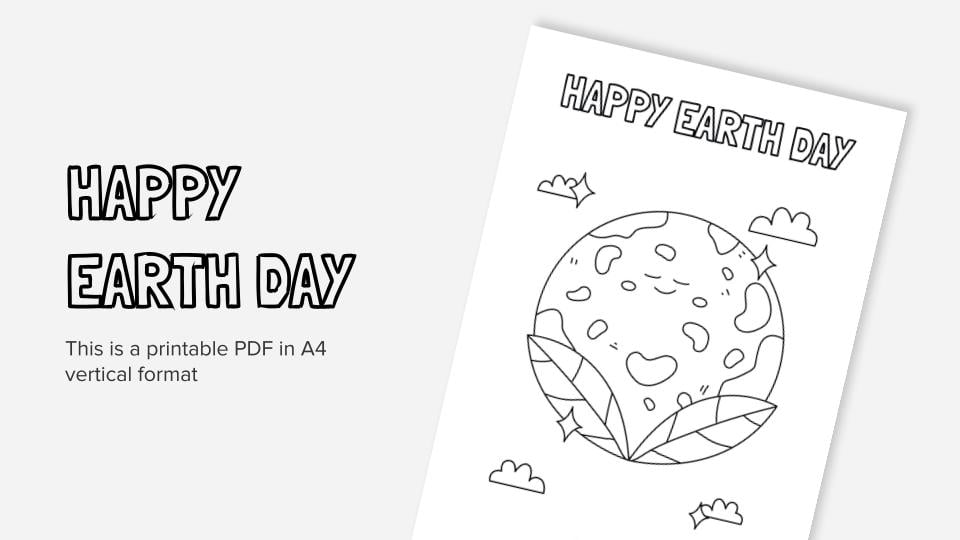 Happy earth day printable coloring worksheet