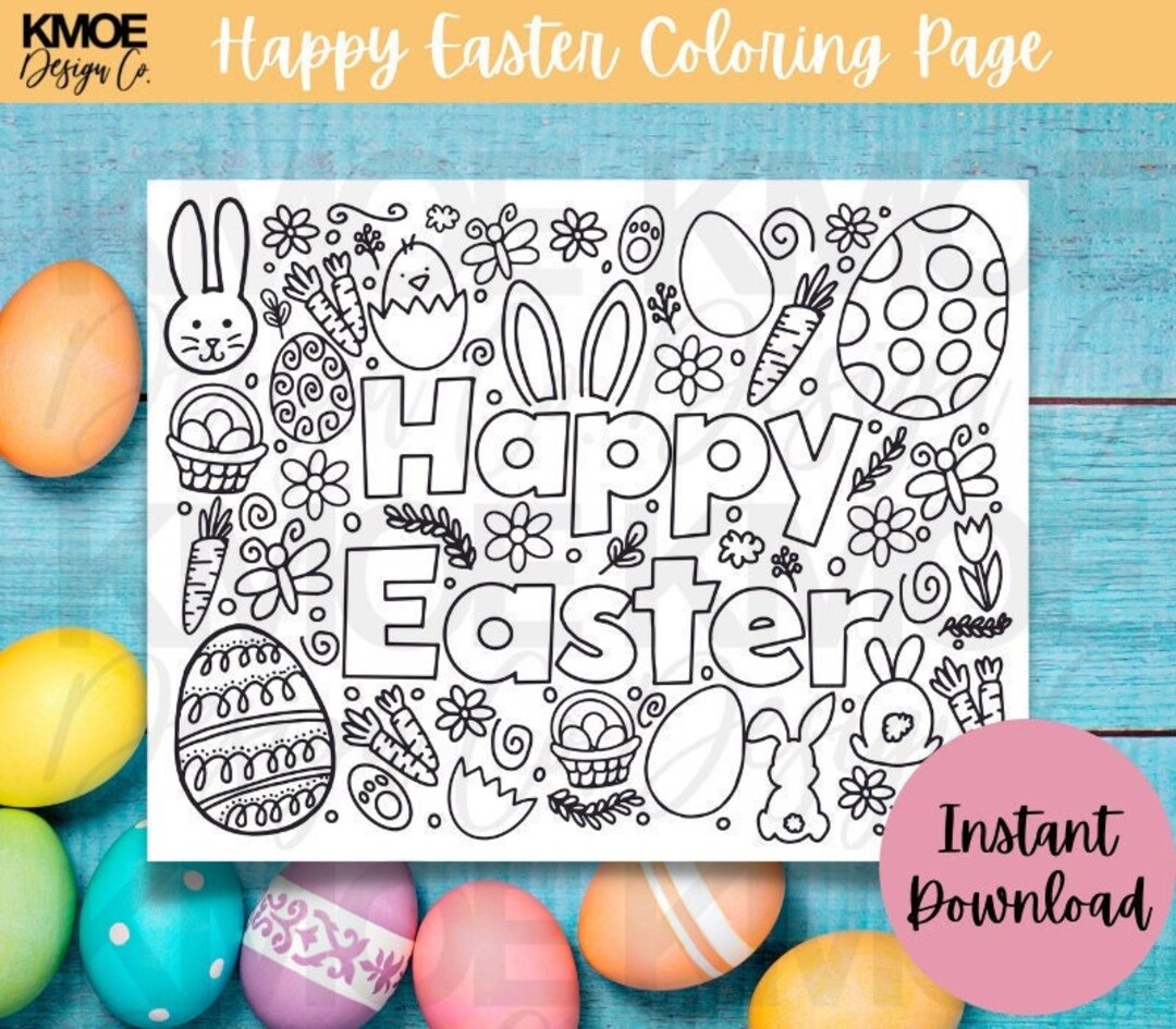 Coloring pages easter happy easter coloring page printable coloring page coloring pages for kids spring kids activity easter doodle