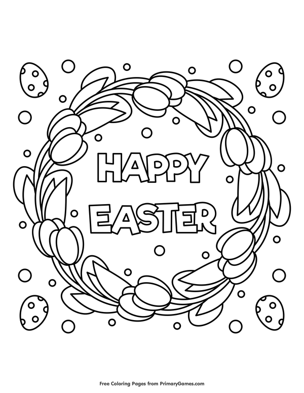 Happy easter coloring page â free printable ebook in easter colouring easter printables free easter coloring sheets