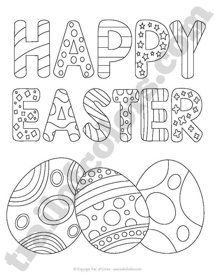 Happy easter coloring page for kids