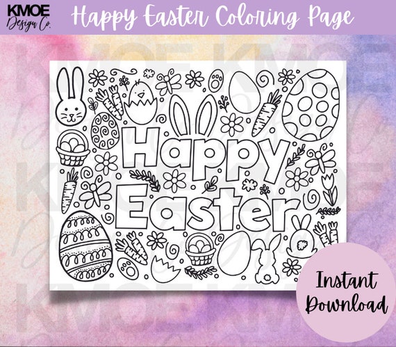 Coloring pages easter happy easter coloring page printable coloring page coloring pages for kids spring kids activity easter doodle