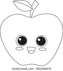 Apple fruit happy face coloring page stock vector royalty free