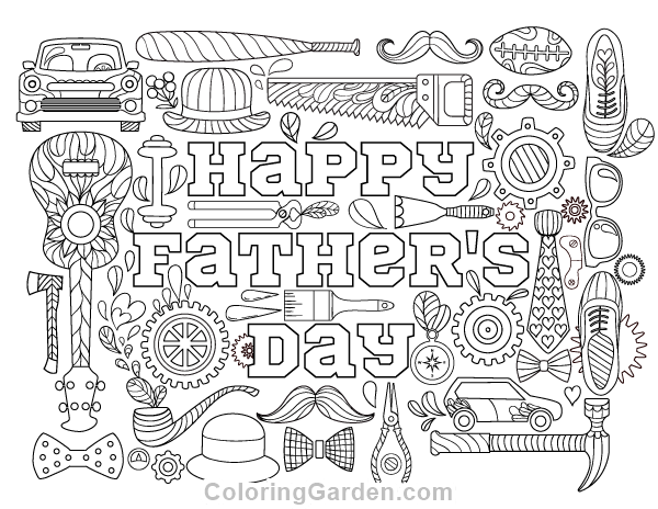 Happy fathers day adult coloring page