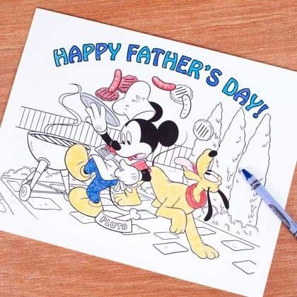 Mickey pluto fathers day coloring page disney family fathers day coloring page fathers day crafts happy fathers day