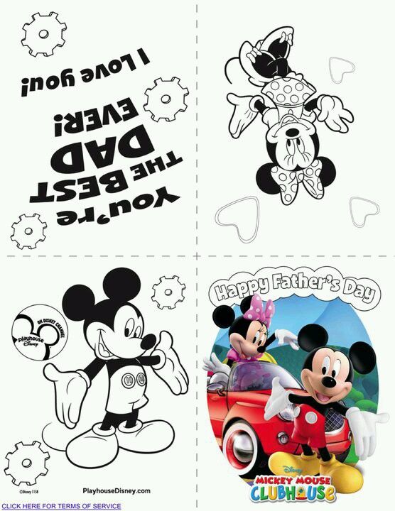 Especially for dads download this special mickey mouse clubhouse fathers day card for your kids to â daddy day arts and crafts for kids mickey mouse clubhouse