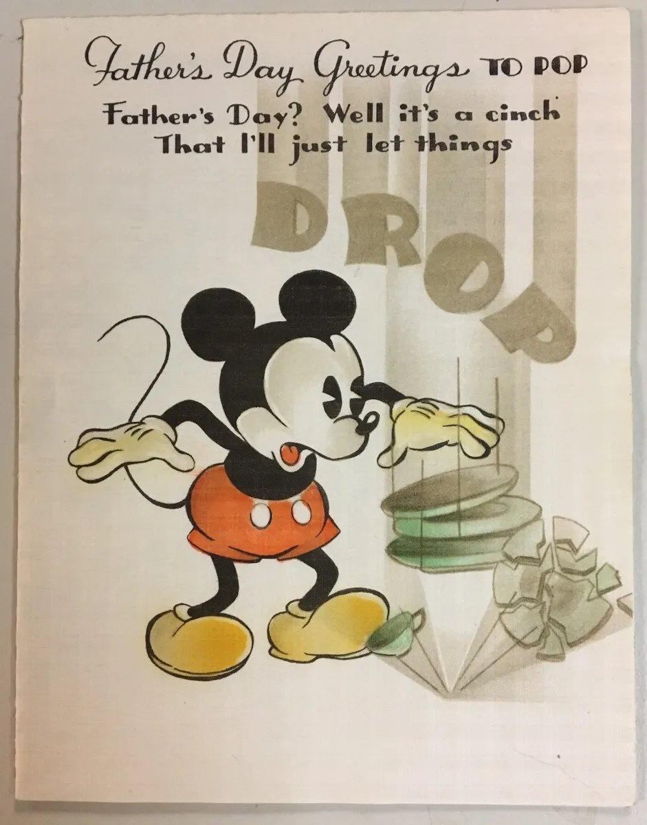 Rare lor hallmark disney old style mickey mouse fathers day card