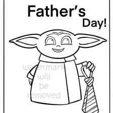 Baby yoda fathers day coloring sheet