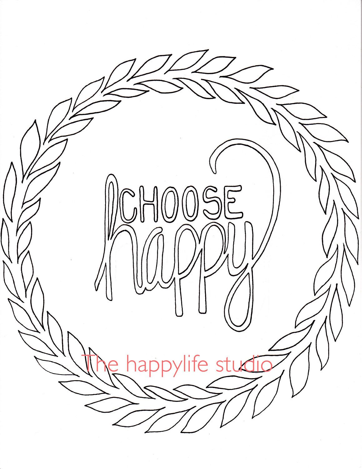 Choose happy coloring page simple adult coloring page etsy easy coloring pages adult coloring book pages printable adult coloring pages