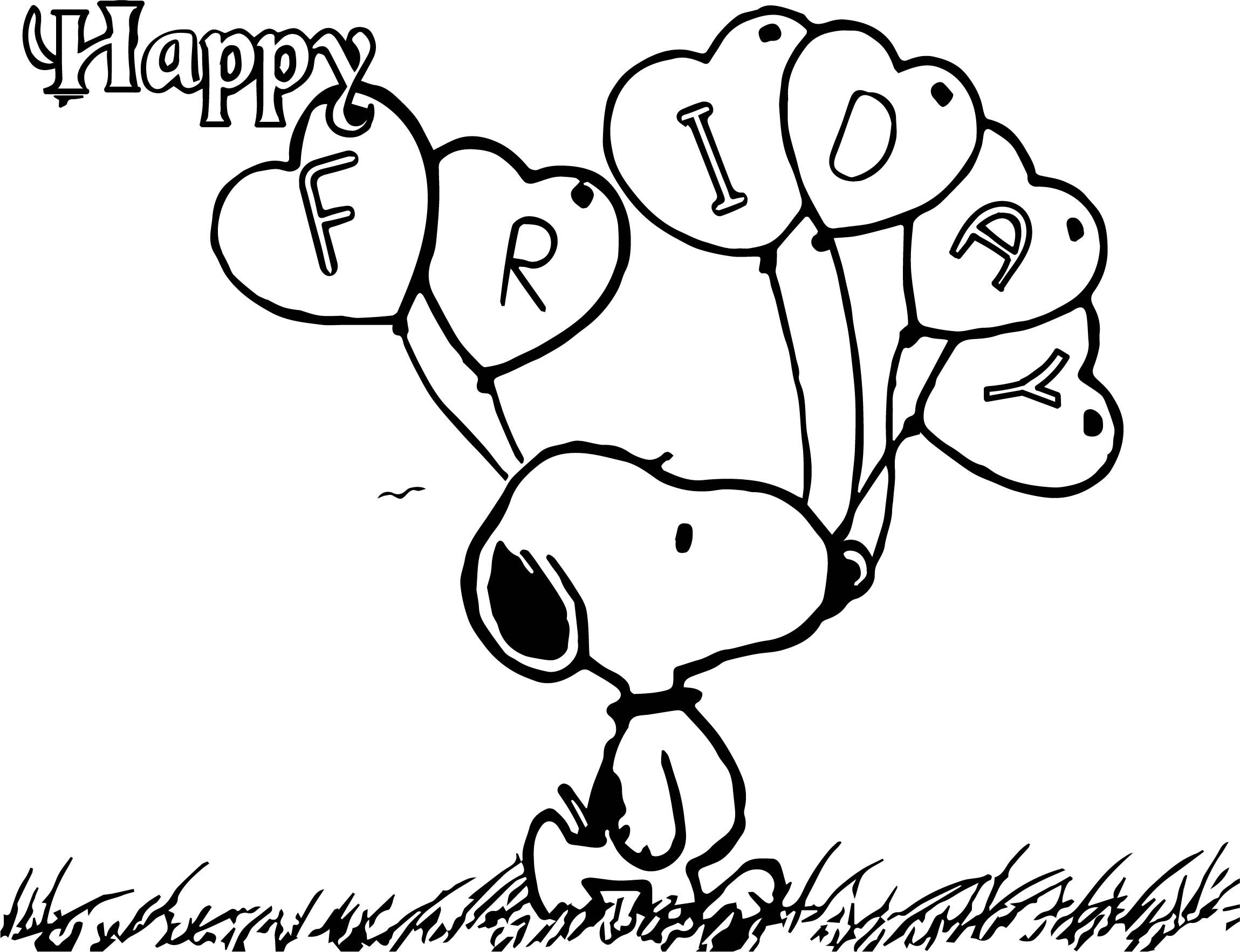 Happy friday snoopy coloring page wecoloringpage