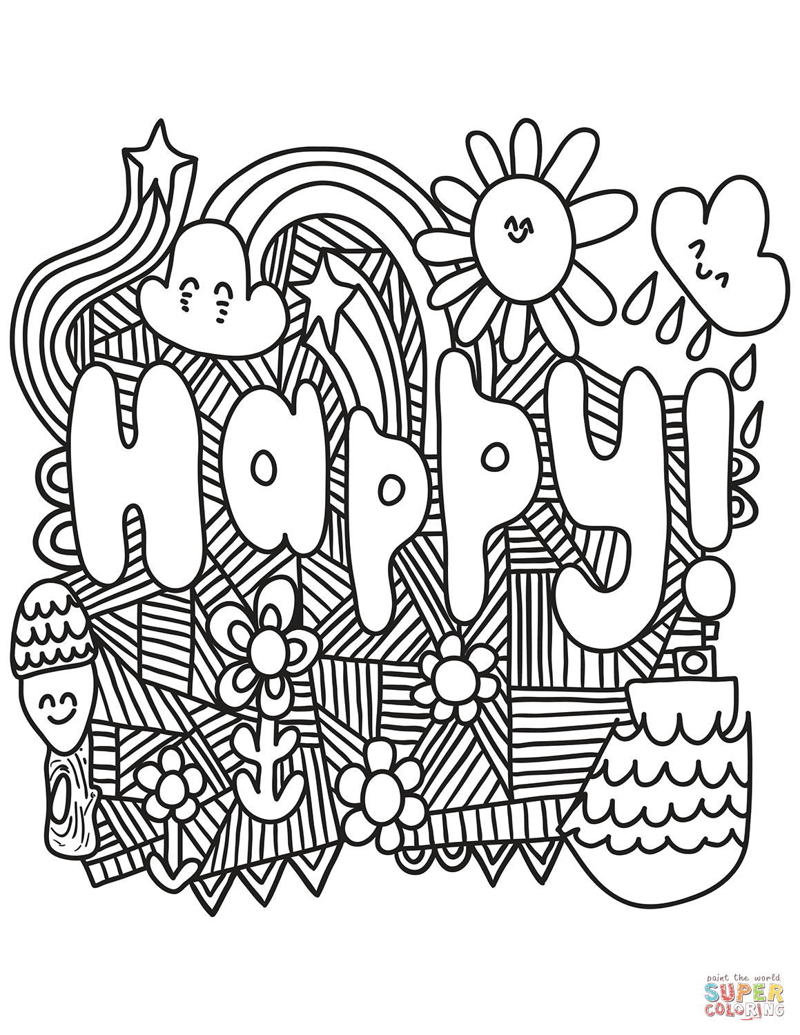 Happy coloring page free printable coloring pages