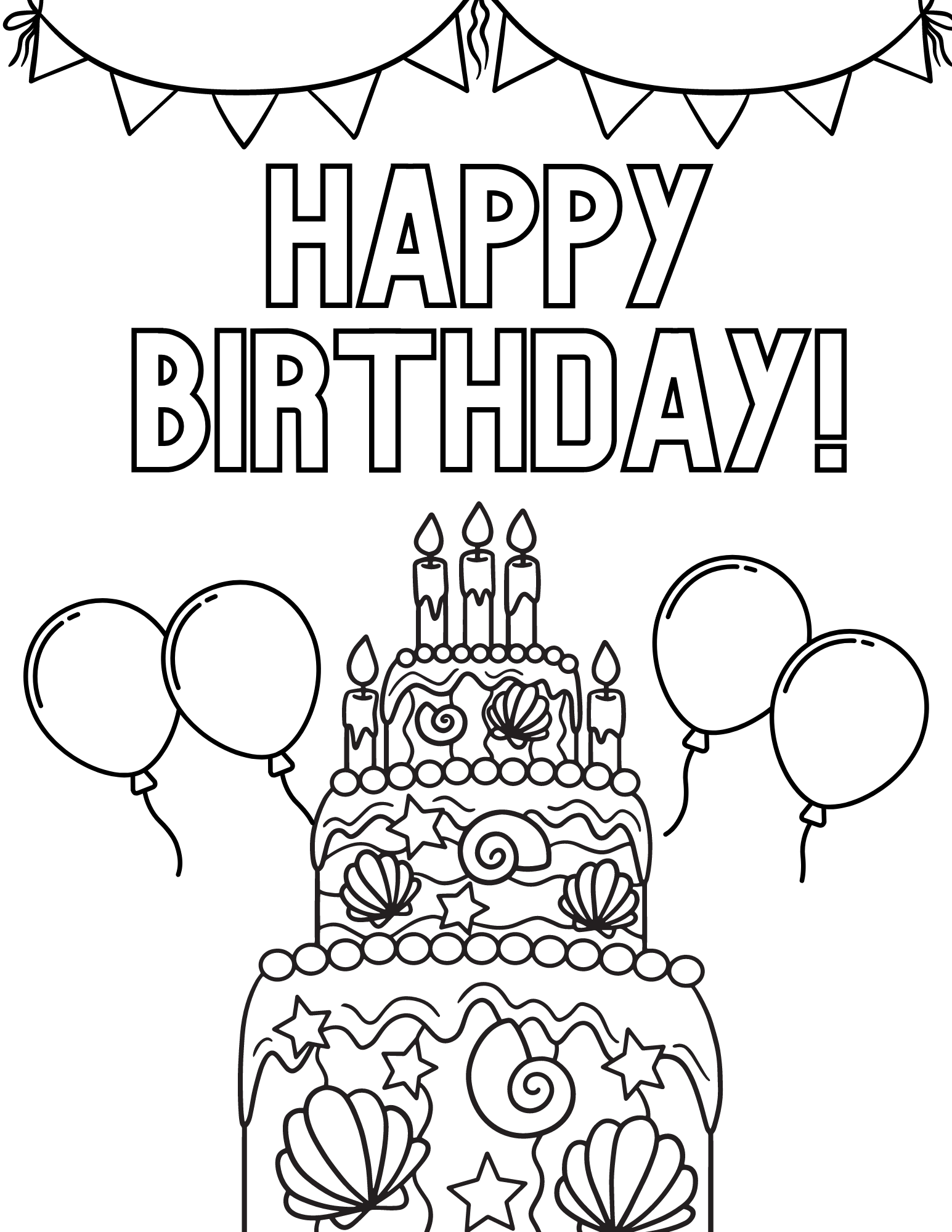 Free happy birthday coloring pages for kids