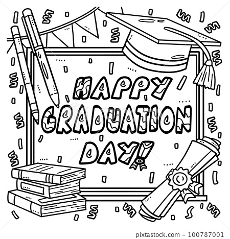 Happy graduation day coloring page for kids