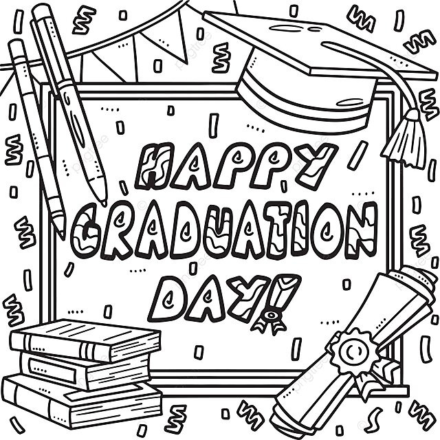 Happy graduation day coloring page for kids degree coloring page happy vector degree coloring page happy png and vector with transparent background for free download