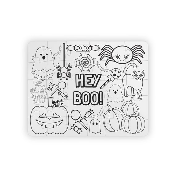 Halloween coloring puzzle hey boo coloring activity for kids halloween gift party favor pieces x