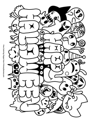 Monsters happy halloween coloring page â free printable pdf from