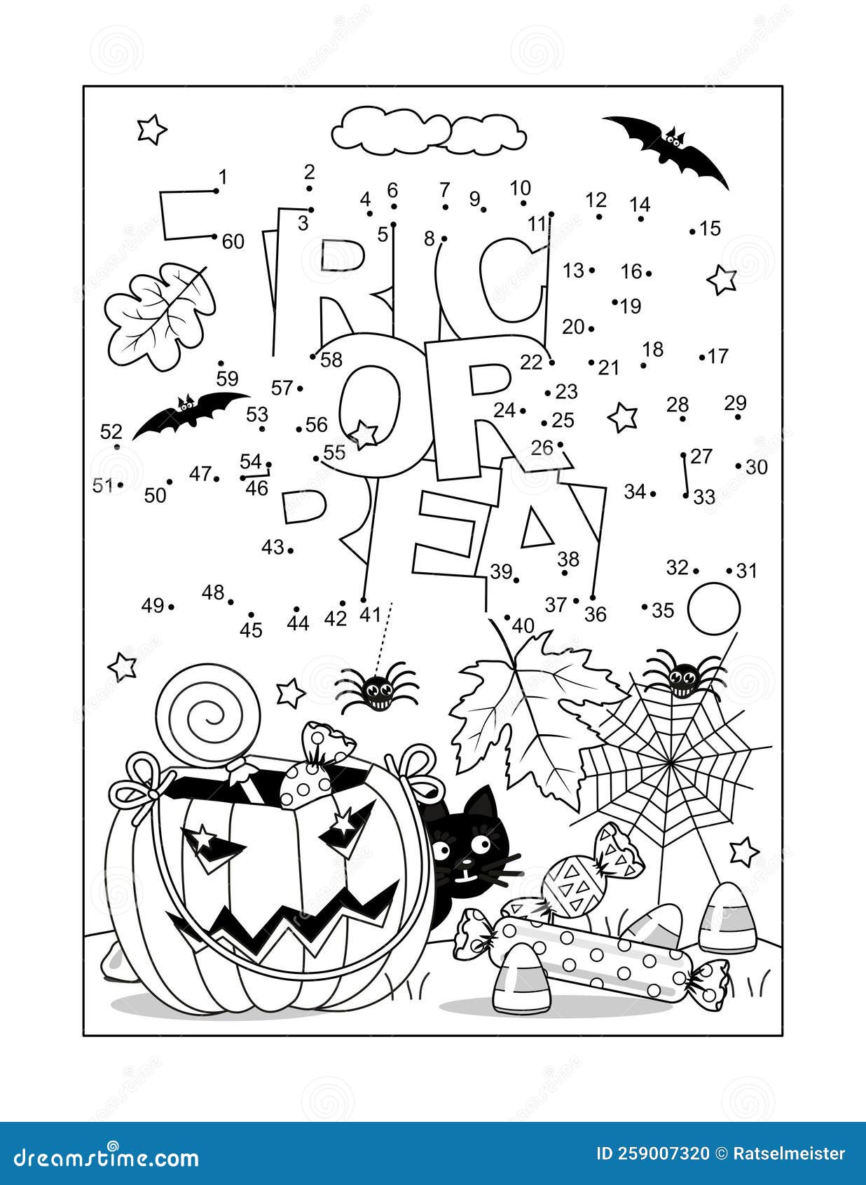 Halloween trick or treat greeting dot