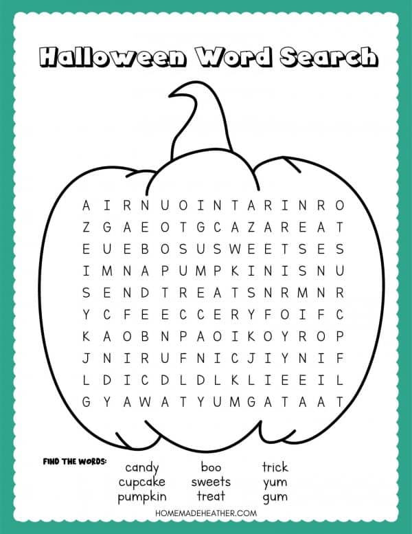 Free halloween word search printables homemade heather