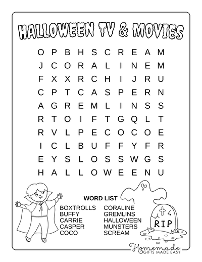 Best free printable halloween word search puzzles for kids