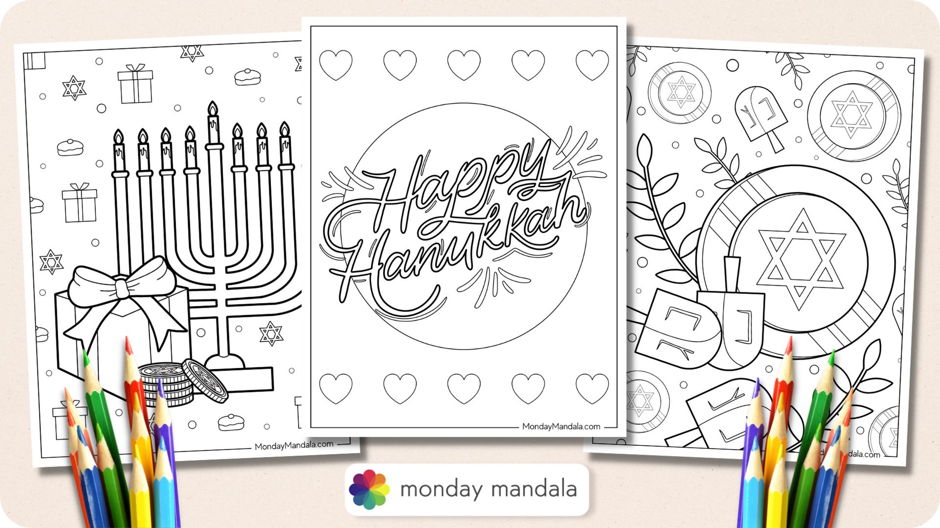 Hanukkah coloring pages free pdf printables