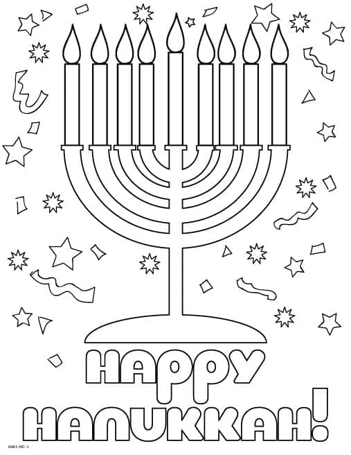 Happy hanukkah free image coloring page