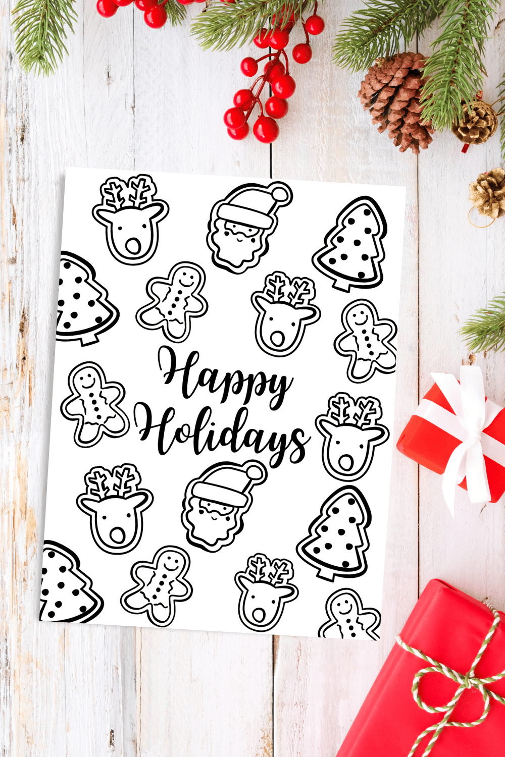 Happy holidays coloring page free printable