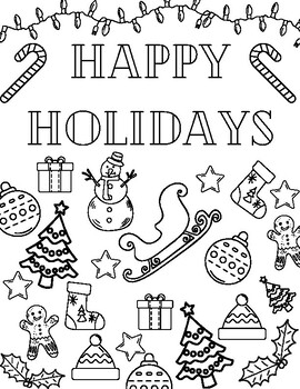 Happy holidays coloring page by madison berry productions tpt