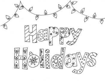 Happy holidays coloring sheet by hannah ash tpt