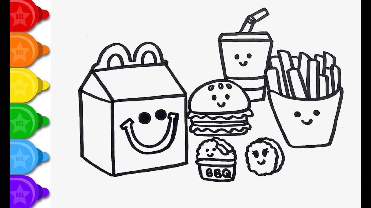 How to draw cdonalds happy eal easy cute food how to draw a acdonalds happy eal ððâï