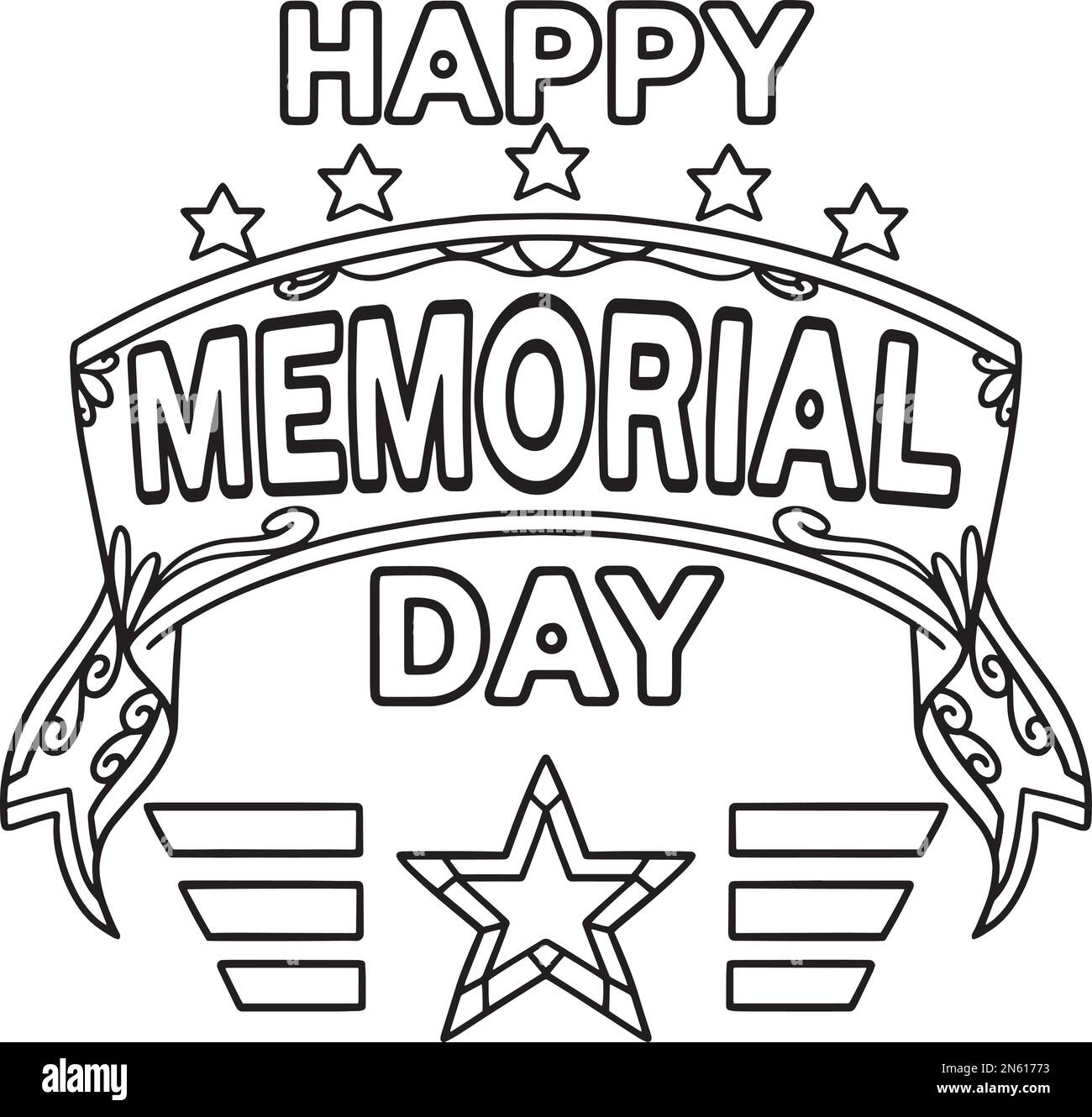 Happy memorial day isolated coloring page for kids stock vector image art