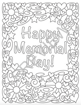 Memorial day coloring pages by color with kona tpt