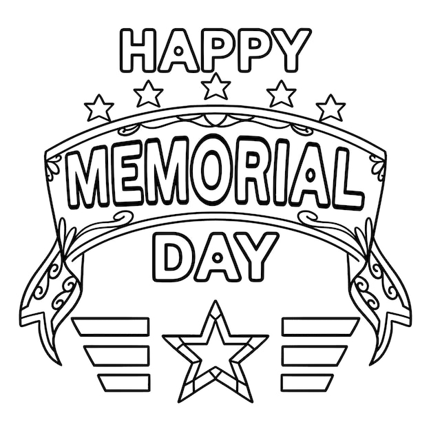 Premium vector happy memorial day isolated coloring page for kids