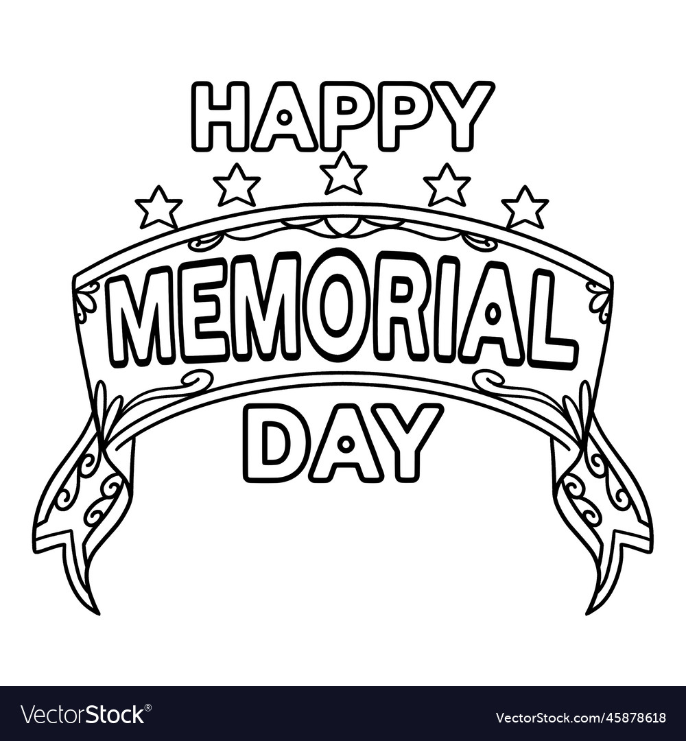 Happy memorial day isolated coloring page for kids