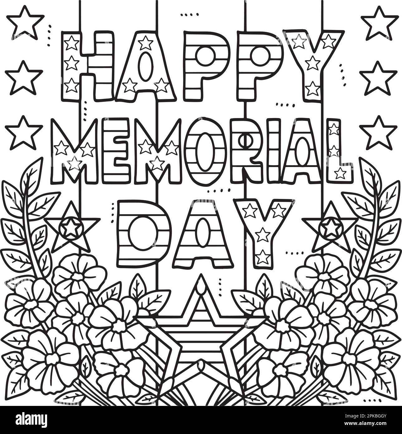 Happy memorial day coloring page for kids stock vector image art
