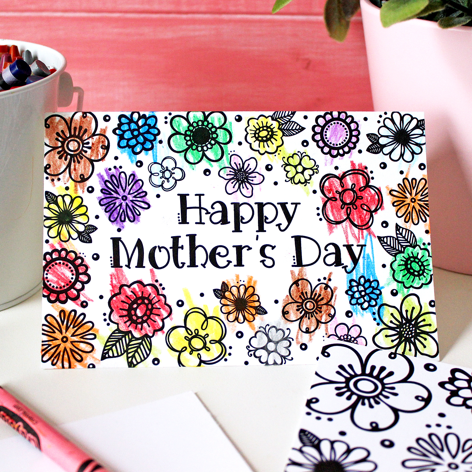 Free printable mothers day card coloring page cut files too