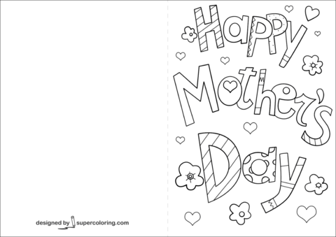 Happy mothers day card coloring page free printable coloring pages