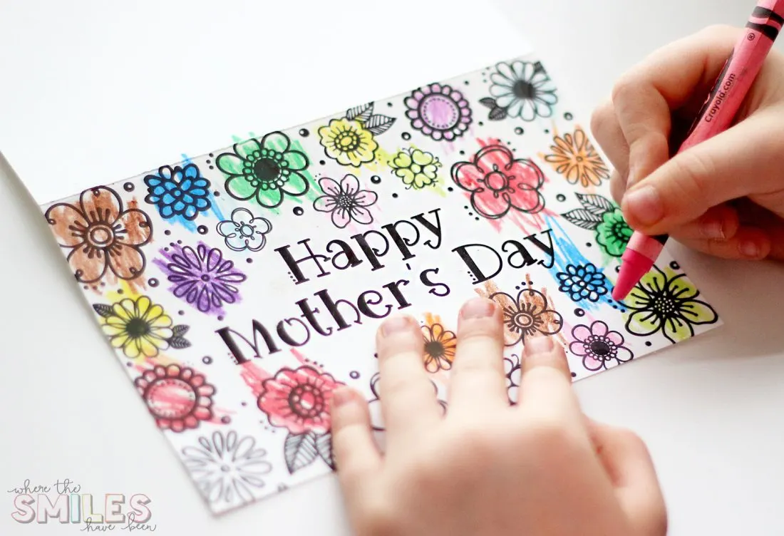 Free printable mothers day card coloring page cut files too