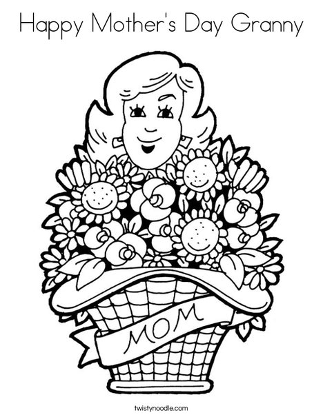 Happy mothers day granny coloring page