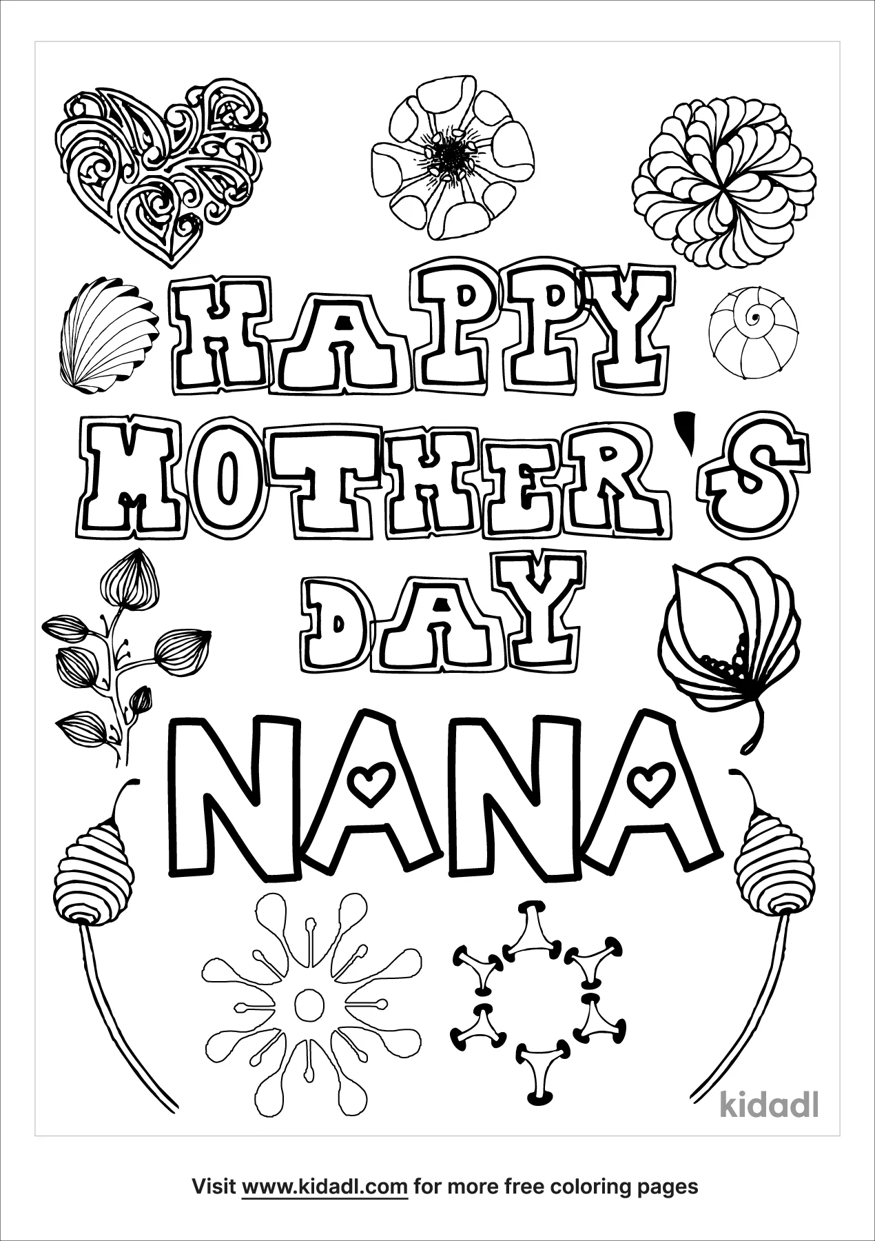 Free happy mothers day nana coloring page coloring page printables