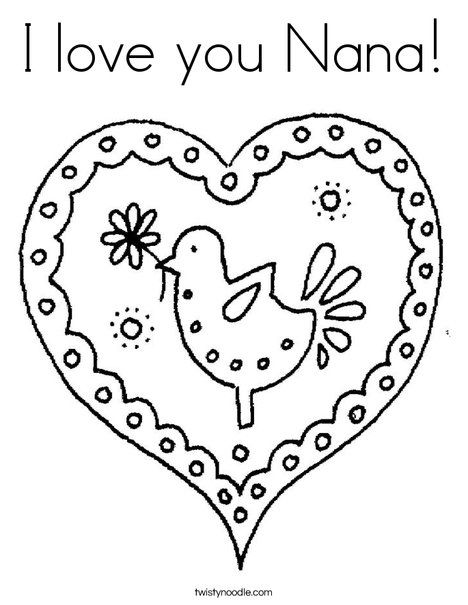 Heart with bird coloring page mom coloring pages mothers day coloring pages valentines day coloring page