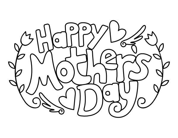 Printable easy happy mothers day coloring page