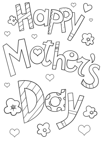 Happy mothers day doodle coloring page free printable coloring pages