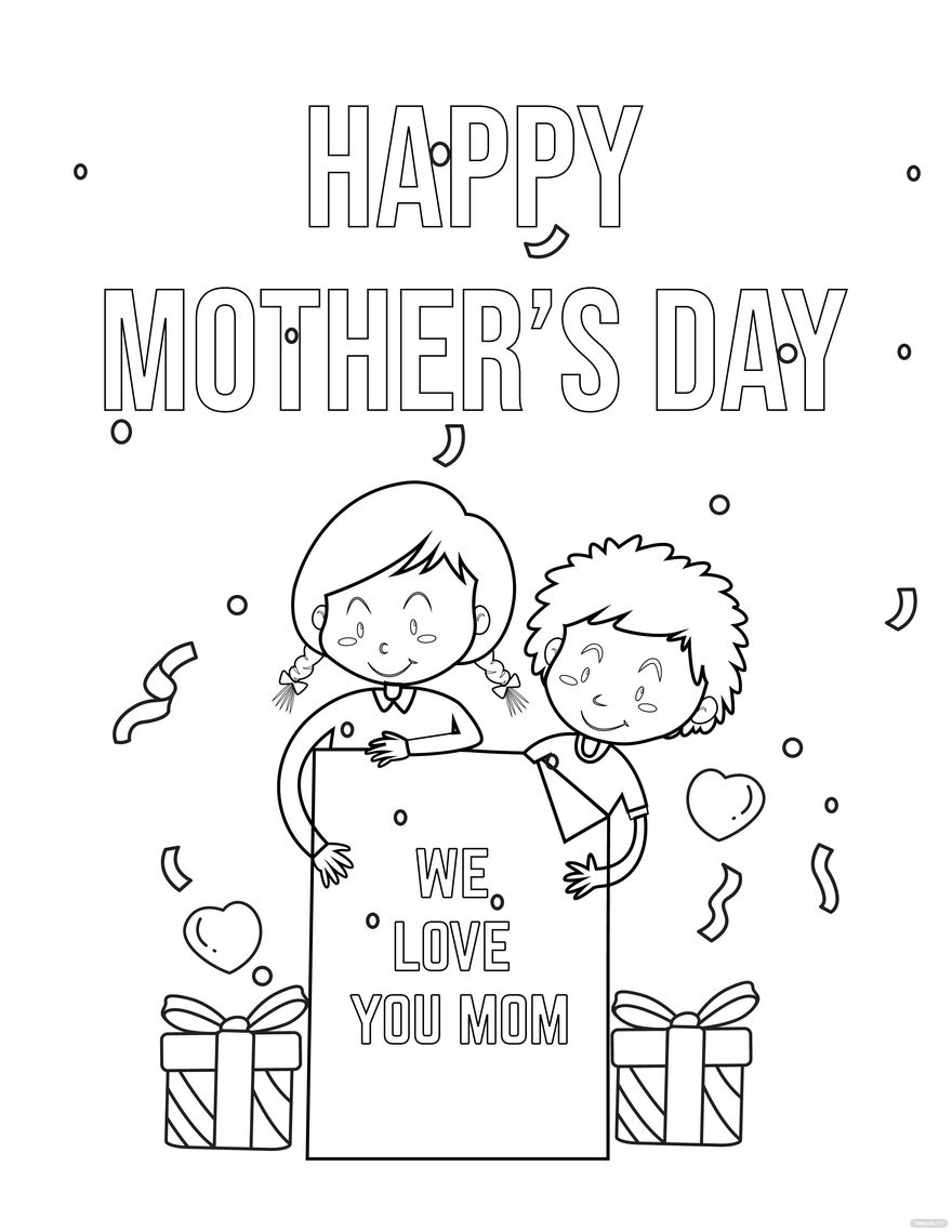 Free cute happpy mothers day coloring page