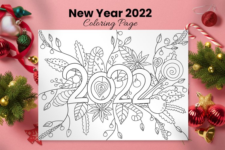 Happy new year coloring page svg png eps